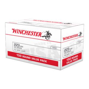 Winchester 223 Remington 55gr FMJ Rifle Ammo - 150 Rounds